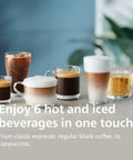 Fully Automatic Espresso Coffee Maker With LatteGo Milk Frother And Ceramic Grinder For Smooth Daily Brewing At Home. Six hot and iced drinks served.