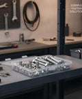 Beefy 304 Stainless Hex Head Bolt Nut Washer Kit SAE And Metric Fasteners set in workshop environment