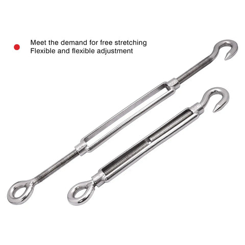 Top Shelf 304 Stainless Steel Hook And Eye Turnbuckle Kit For Wire Rope Tensioning Heavy Duty M10 Rigging Hardware Tough As Nails Adjustable Cable Straps