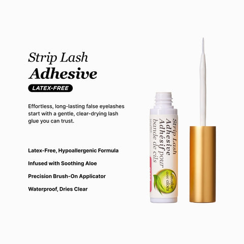 Clear Lash Adhesive For Strip Lashes And Lash Clusters, Waterproof All Day Hold, Latex Free With Aloe, Brush-on Applicator