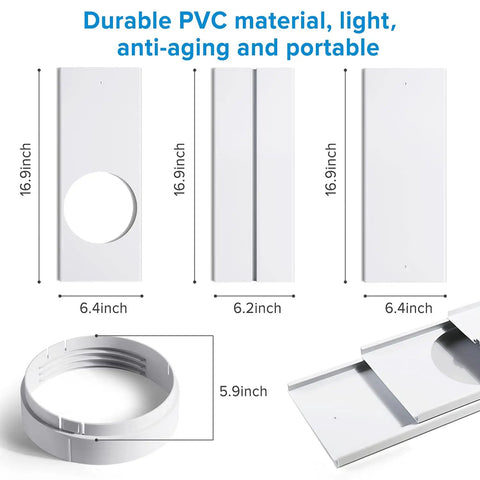 Portable Air Conditioner Window Kit With Adjustable Seal And Dope Vent Panels Sliding Exhaust Kit for windows shown