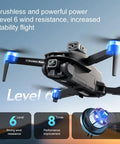 FPV Drone With 1080P HD Camera And Obstacle Avoidance, Brushless Motors, Auto Return, Altitude Hold in flight demonstrating wind resistance