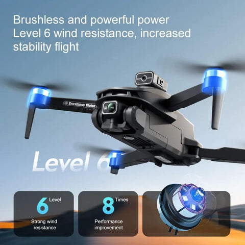FPV Drone With 1080P HD Camera And Obstacle Avoidance, Brushless Motors, Auto Return, Altitude Hold in flight demonstrating wind resistance