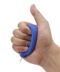 Hand holding a blue Air Duster Blower For Electronics Cleaning, Powerful Odorless Rubber Air Blaster To Clean Watch, Keyboard