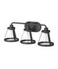 Wicker Park 3-Light Vanity Light Fixture in Weathered Pewter with Old Satin Brass Accents, 24.25" Wide, 8.5" High