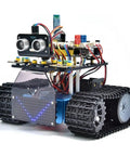 Mini Smart Tank Robot V3.0 Kit For STEM Minds, Programmable Tank Car That Plays Nice With Arduino And Mixly, From Line Tracking To Light Following And Fire Extinguishing, Easy Build For Makers And Students; tracked Arduino STEM robot with ultrasonic sensor