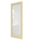 Side view of Pine Wood Slab Door With Frosted Glass For Interior Use 36 By 80 Inches Farmhouse Shaker Style.