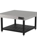 Heavy Duty Welding Fixture Table With Storage Shelf 60 By 60 By 36 Inches precision laser cut steel table with shelf.