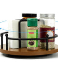 Total Breeze To Grab From Smooth Spinning Lazy Susan Napkin Holder For Kitchen Tables 9 Inch walnut base with spices and napkins.