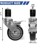 No Sweat Heavy Duty 4 Inch Expanding Caster Wheels With Dual Brake Set Of 4 Built Different Furniture Movers dimensions and details.