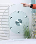 Heavy Duty Tempered Glass Lazy Susan Turntable showcasing clear design with sturdy base and smooth spin feature.