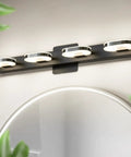 Modern LED Vanity Light 3-Head Wall Sconce For Bathroom, 19 Inch Black Finish, Lit Natural White Light above mirror