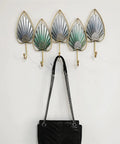 Heavy Duty Wall Mounted Coat Hooks For Door Entry Solid Iron Frame Modern Home Decor with stylish leaf design in gold.