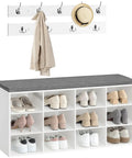 Shoe Storage Bench With Cushion 39 Inch Entryway Bench With 12 Cubbies And Coat Rack Hall Tree Style Storage Cabinet For Hallway White Finish Holds Up To 330 Lb