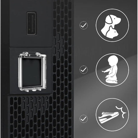 Durable Clear PC Power Button Cover Pack Of 2, Dustproof And Waterproof Push Button Cap Guard on electronics with icons