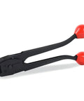 Workhorse Steel Banding Tool And Strapping Sealer Built For Fast Five Eighth Inch Metal Strap Crimping And No Fuss High Tensile Package Sealing With Non Slip Rubber Grip And Smooth Leverage, black and red crimper tool.