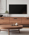 Wooden cabinet with two leather handles for drawers, cabinets, and luggage with mounting screws, adding a soft touch and durable style.