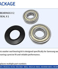 Washer Seal Bearing Kit For Samsung Replacement DC62-00156A 6601-002632 with two bearings and one gasket shown in package