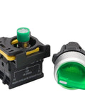 Green LED Indicator Rotary Switch 110V-220V 22mm IP65 Waterproof Latching 1 Normally Open 2-Position Panel Mount