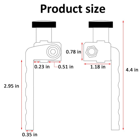 Diagram showing dimensions of 2 Pack T Track Flip Stop For 3 Inch Woodworking Fence Blue Aluminum Pro Grade Miter Saw Stop Block