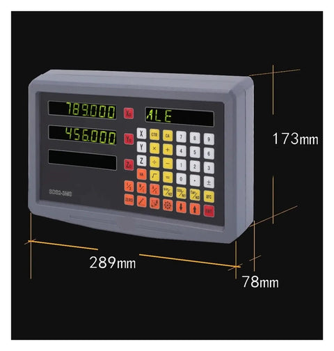 3 Axis Digital Readout DRO for Precision Linear Scale and Grating Scale Systems with dimensions shown