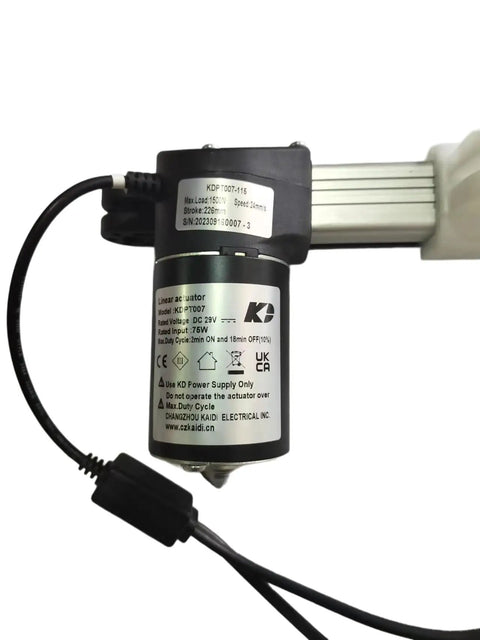 Power Recliner Lift Chair Motor Replacement KDPT007-115 Linear Actuator, close-up of label and motor details