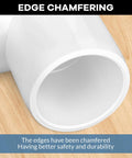 Edge chamfering detail on Sixteen Pack 1 Inch Tee PVC Fittings 3 Way Furniture Grade Pipe Elbow Connectors For DIY PVC Shelving Greenhouse Projects Durable Premium PVC Material For Low Temperature Impact UV Resistance