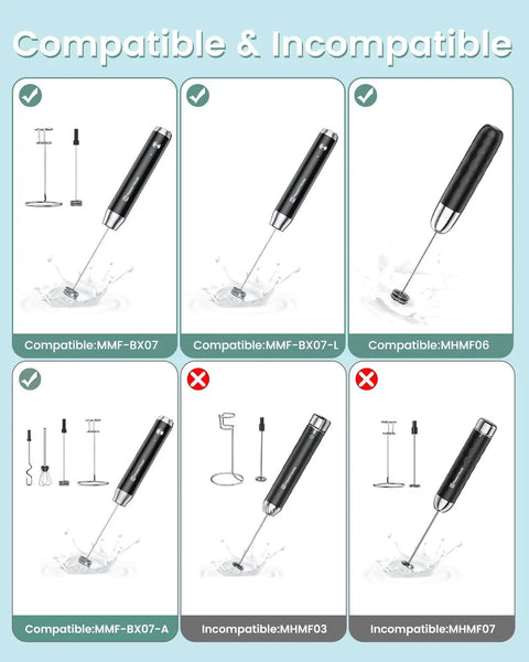 Rechargeable Milk Frother Holder And Whisk Rod In Silver - Super Handy Accessory That Fits MMF-BX07, MMF-BX07-L, MMF-BX07-A, And MHMF06