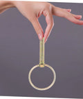 Hand holding 8 Pack Lynch Pin Kit Beefy Heavy Duty Ring Pins For Trucks Trailers Mowers And Farm Equipment Secure Fixes That Last Durable Wear-Resistant Spring-Loaded Design Built Tough For Real World Use.