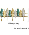 Heavy Duty Wall Mounted Coat Rack For Entryway And Office Straight Up Sturdy Iron Build, 70.5cm, decorative leaf design.
