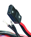 Close-up of Heavy Duty 12 Gauge 3 Pin Power Cord For CB And Ham Radios 6 Foot Black Cable With Positive And Negative Fused Leads