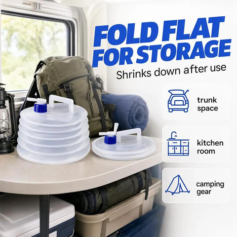 Foldable table with Collapsible Water Container With Spigot And Hook For Camping And Hiking BPA Free Foldable Water Storage Jug 3 Liter