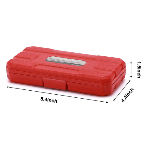Red carrying case for 13 Piece 3/8 Inch Drive Shallow Impact Socket Set Includes 7mm To 19mm Metric 6 Point CR-V Steel High Torque Radius Corner Sockets