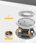 Exploded view of Motion Sensor Light Indoor Battery Powered 80 LED Wireless Ceiling Light showing battery installation