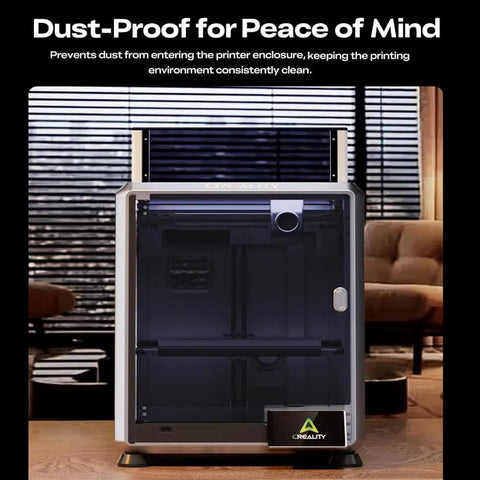 K1 SE And K2 SE 3D Printer Enclosure Tent with Pro Grade Temperature Control, shown in a modern room setting