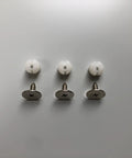 Set Of Three Push To Open Cabinet Latches With Silent Magnetic Catch For Dead Simple Drawer Opens Light Finger Tap Action Silver Kitchen Hardware Upgrade. White and silver screws included for installation.