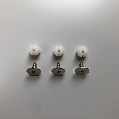 Set Of Three Push To Open Cabinet Latches With Silent Magnetic Catch For Dead Simple Drawer Opens Light Finger Tap Action Silver Kitchen Hardware Upgrade. White and silver screws included for installation.