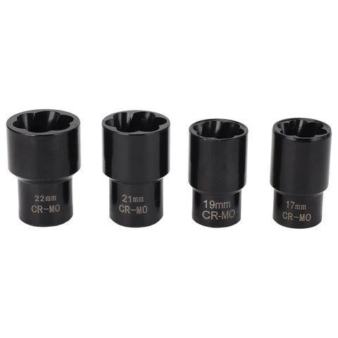 5 Piece Twist Socket Set With Beefy Locking Wheel Nut Remover, Half Inch Drive Includes 17mm 19mm 21mm 22mm Sockets