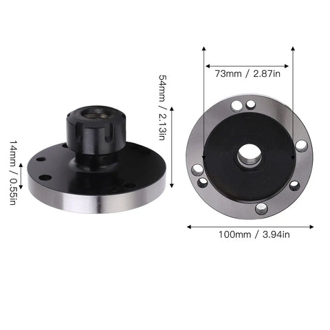 Heavy Duty 100Mm Diameter Collet Chuck Tool Holder For CNC Milling Machines Made From Super Durable Carbon Steel secure grip with precise dimensions.