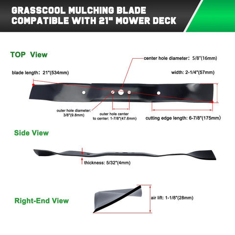 Must Have 21 Inch Mulching Blades Replacement For Craftsman And Husqvarna Lawn Mowers 2 Pack Circle Hole Mounting Pattern diagram