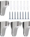 Adjustable Floating Glass Shelf Brackets In Zinc Alloy 4 Pack Wall Mount Clamp Supports with screws and wall anchors