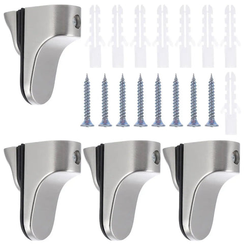 Adjustable Floating Glass Shelf Brackets In Zinc Alloy 4 Pack Wall Mount Clamp Supports with screws and wall anchors