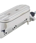Built Tough Electric Brake Booster And Master Cylinder Kit For Front Rear Disc Brakes Featuring Twelve Volt Hydraulic Muscle, polished cylinder with ports.
