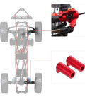 Heavy Duty Aluminum Front C Hub Carrier Set With Rear Axle Lockout Kit For RC Crawlers displayed on a scale truck chassis with red components.