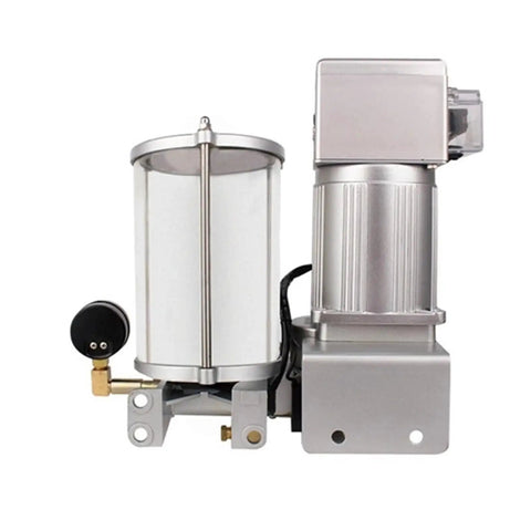 Front view of Automatic Grease Lubrication Pump for Industrial Equipment with 1 to 5 L Tank, 200 to 300 Milliliters Per Minute Output