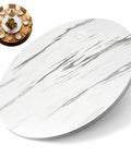 Oversized 24 Inch Marble White Wood Lazy Susan For Tabletop Large Turntable Rotating Serving Tray For Countertop Round Wooden Organizer Spinning Food Server And Centerpiece For Kitchen Go To Dining Room