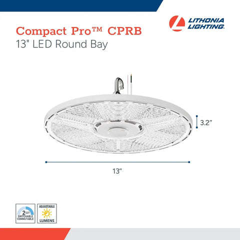 Compact Pro Round LED High Bay Light For Garages And Warehouses, Ultra Bright 13-inch Ceiling Fixture