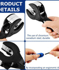 Close-up of ratcheting tubing cutter for copper and PEX pipes with 360-degree cut and deburring tool being used.