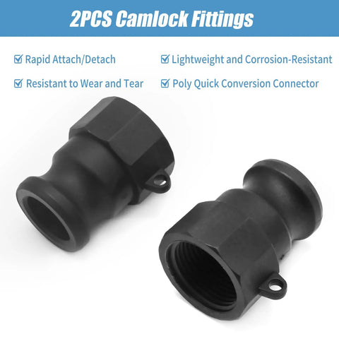 Two Piece Camlock Coupling Kit With External Threads For Industrial Chemical Pipelines Polypropylene Construction