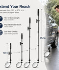 8 Inch Under Vehicle Inspection Mirror With LED Light telescoping handle shown extended to 47.2 in for car underside checks